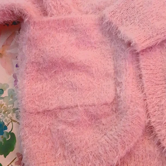 LIKE WEARING a CLOUD! NWT Design History Girls Feather-Knit Open Cardigan, Med. - Picture 4 of 12